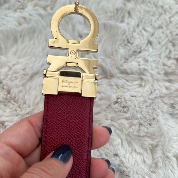 Salvatore Ferragamo Double Adjustable Calfskin Belt Size 95 in Black/Red - Picture 6 of 12